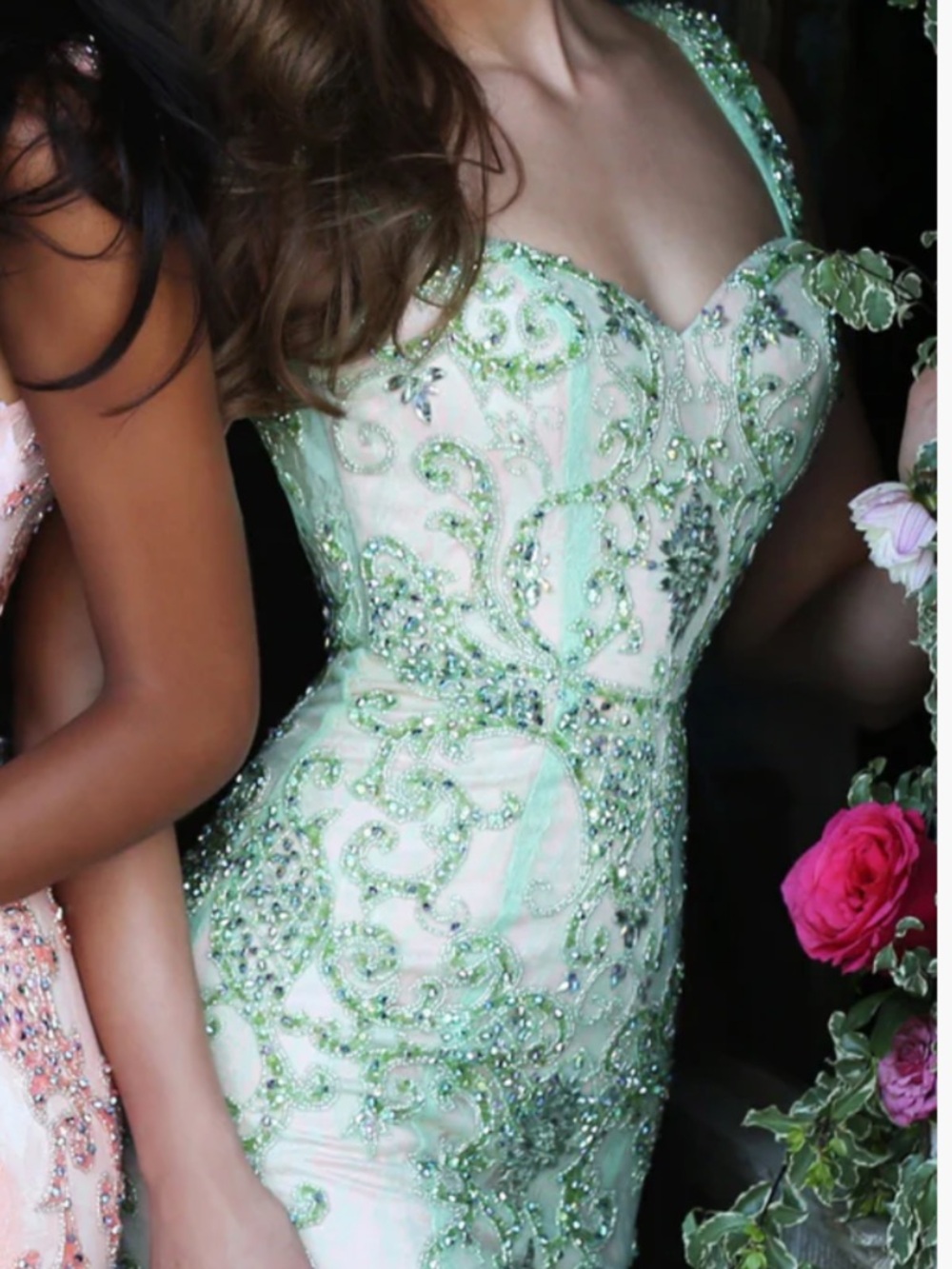 Sherri Hill Mint Beaded Sweetheart Prom Dress